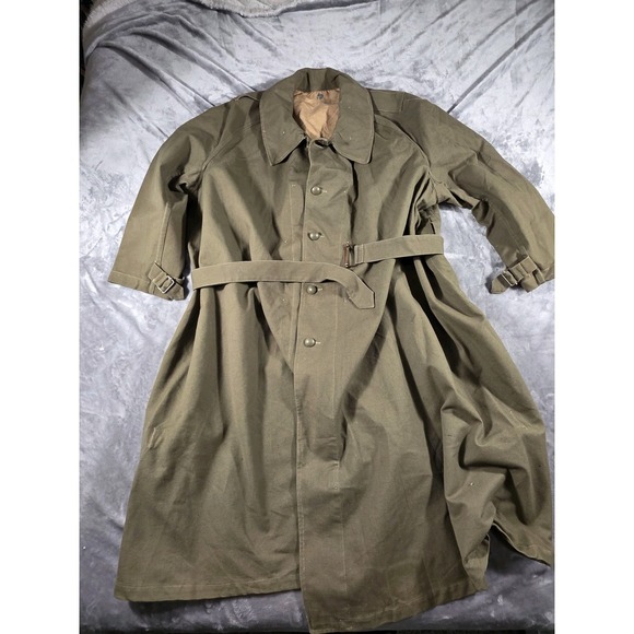 Vintage Other - VTG WWII French MILITARY Motorcycle Dispatch Rider Overcoat Canvas Trench Coat